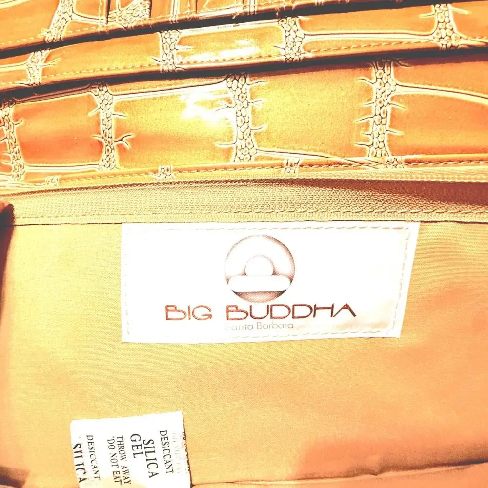 NWT Big Buddha Oversized Croc Embossed Vegan Leather Clutch Wallet Camel 12.5”